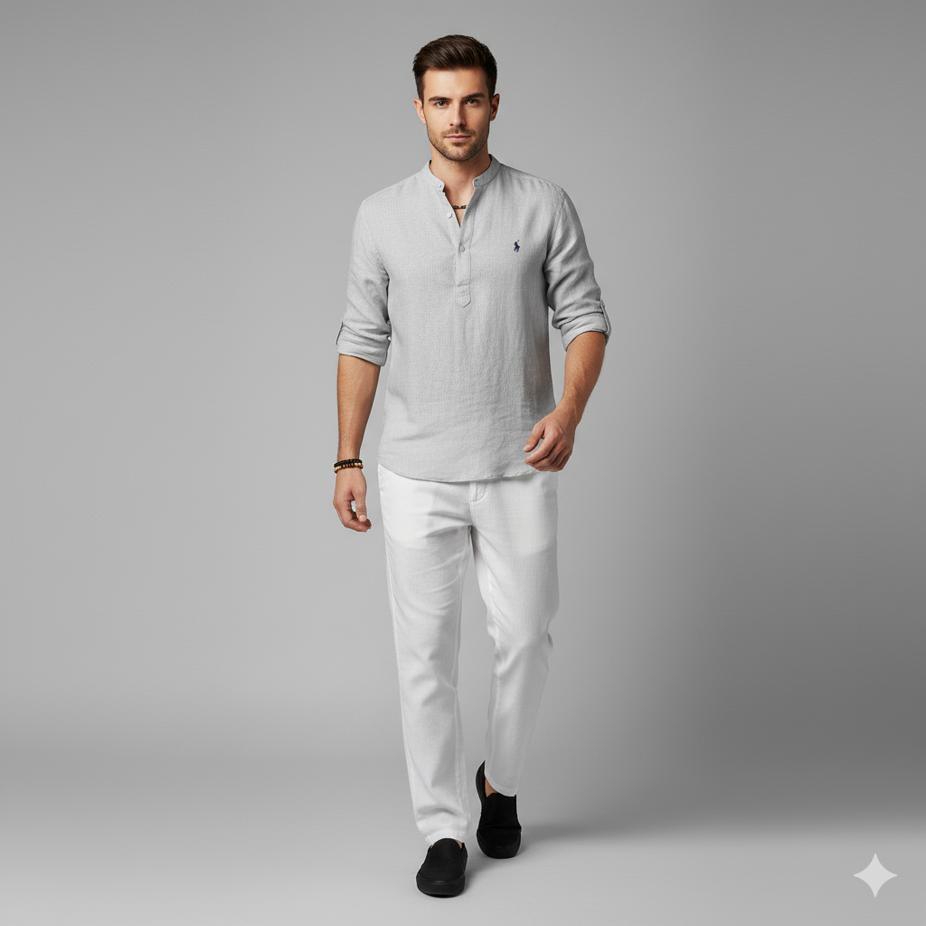 Thomas | Men’s Casual Linen Henley Shirt