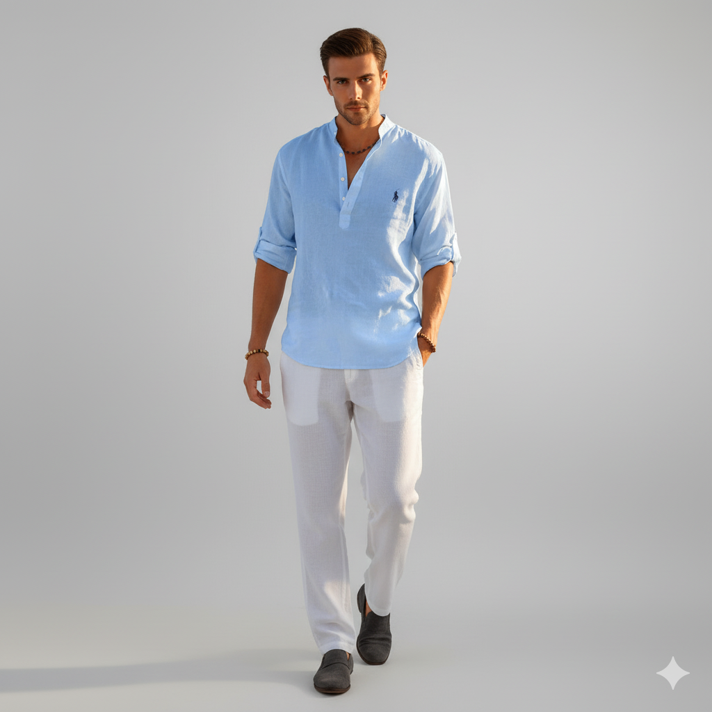 Thomas | Men’s Casual Linen Henley Shirt