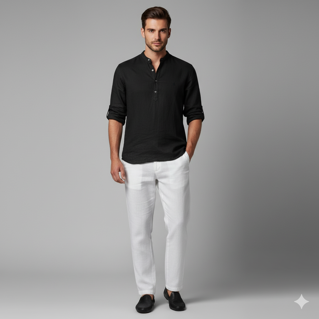 Thomas | Men’s Casual Linen Henley Shirt