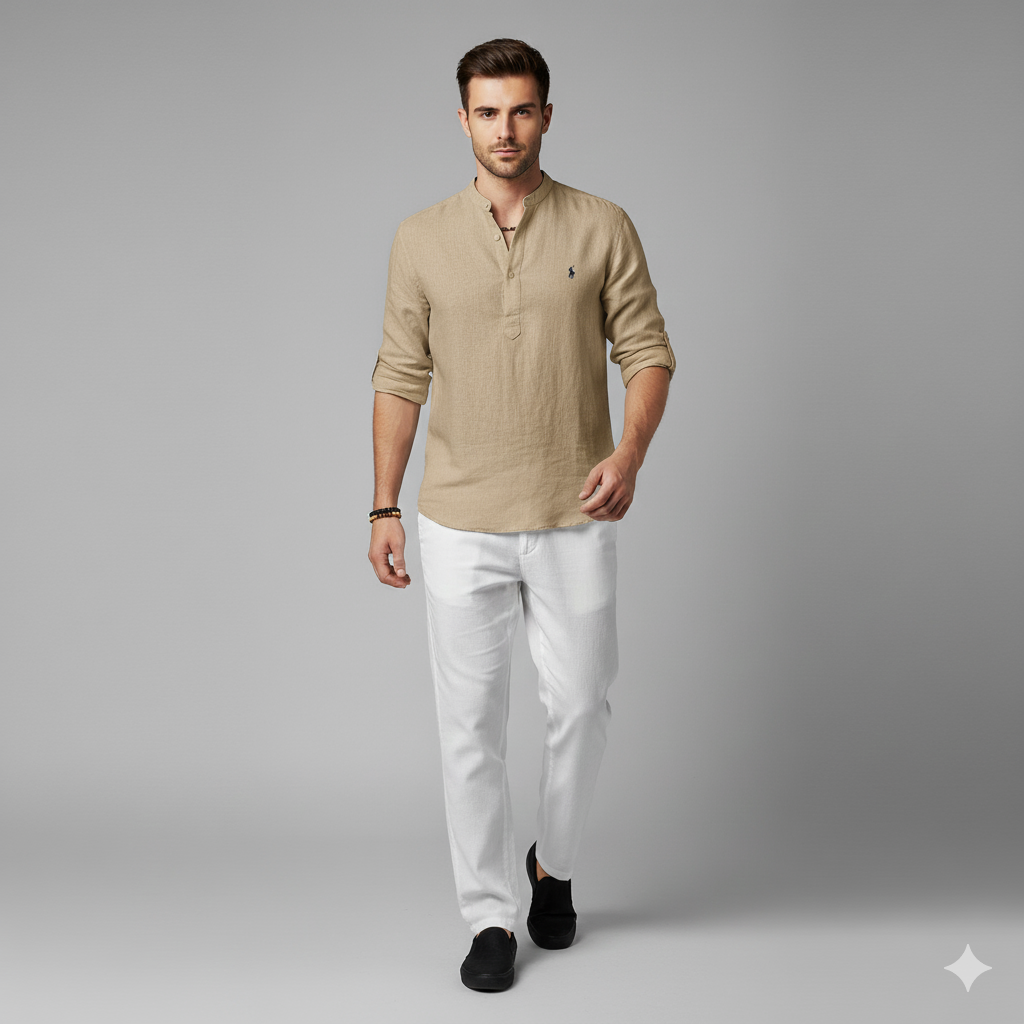 Thomas | Men’s Casual Linen Henley Shirt