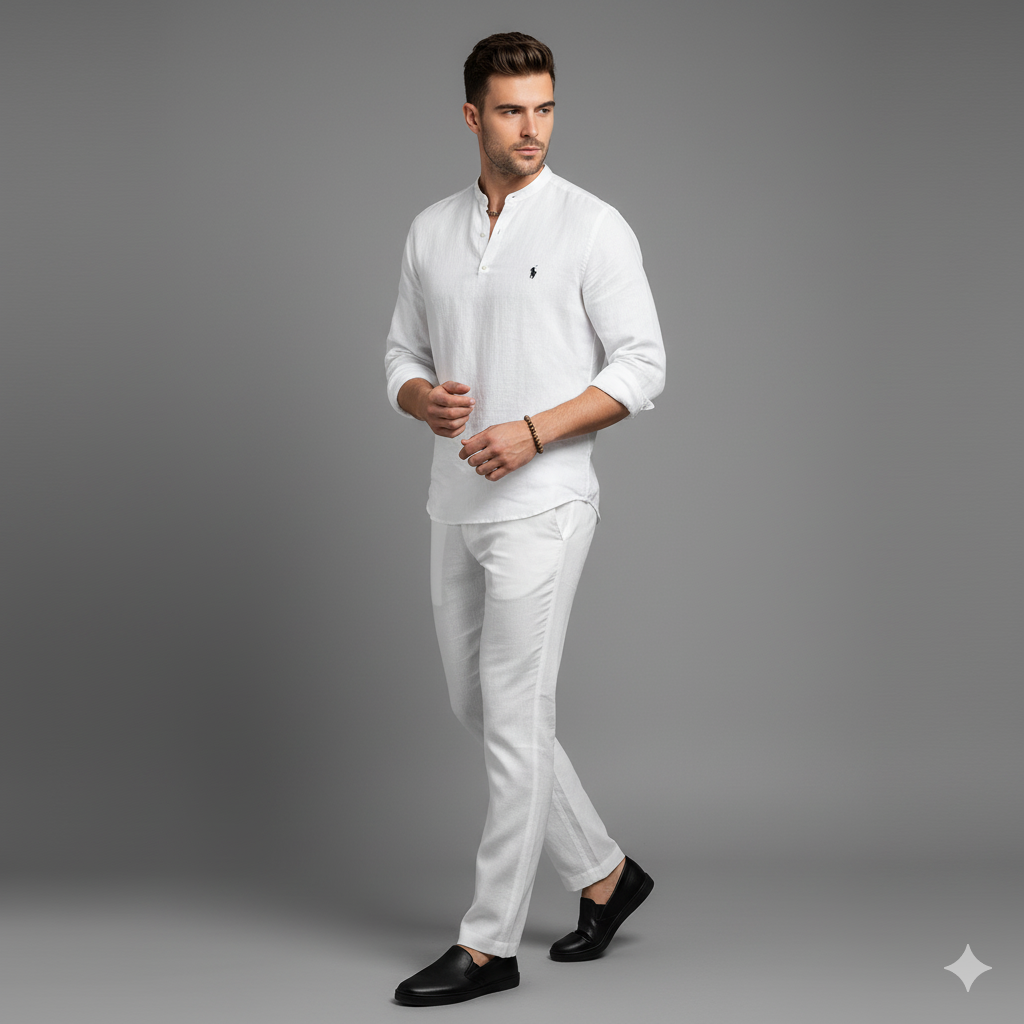 Thomas | Men’s Casual Linen Henley Shirt